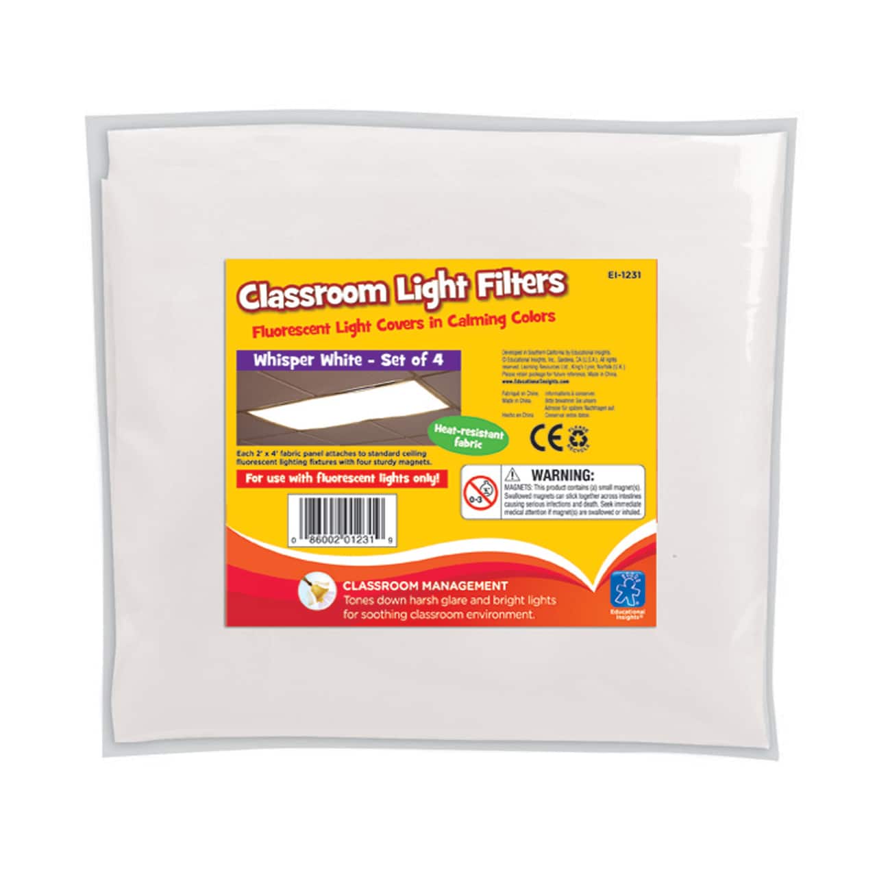 Whisper White Classroom Light Filters, Set of 4